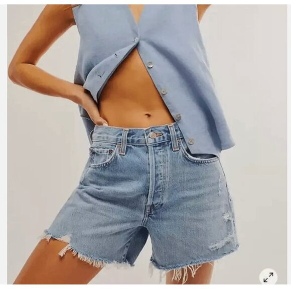 Agolde Pants - Agolde Parker Long Denim Shorts Cut Off Organic Size 30